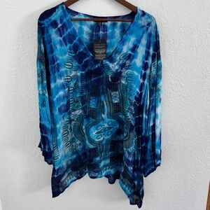 Greater Good Women's Tie-dye Bohemian Gauzy Tunic Hippie Festival L/XL NWT